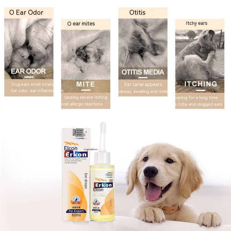 Pet Dog Cat Ear Drops Oil Deodorizing