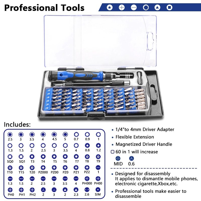 Handskit Screwdriver set Multifunctional Screwdriver Hand Tool Kit for Phone Tablet Compute Repair Maintenance Tool Hand Tools